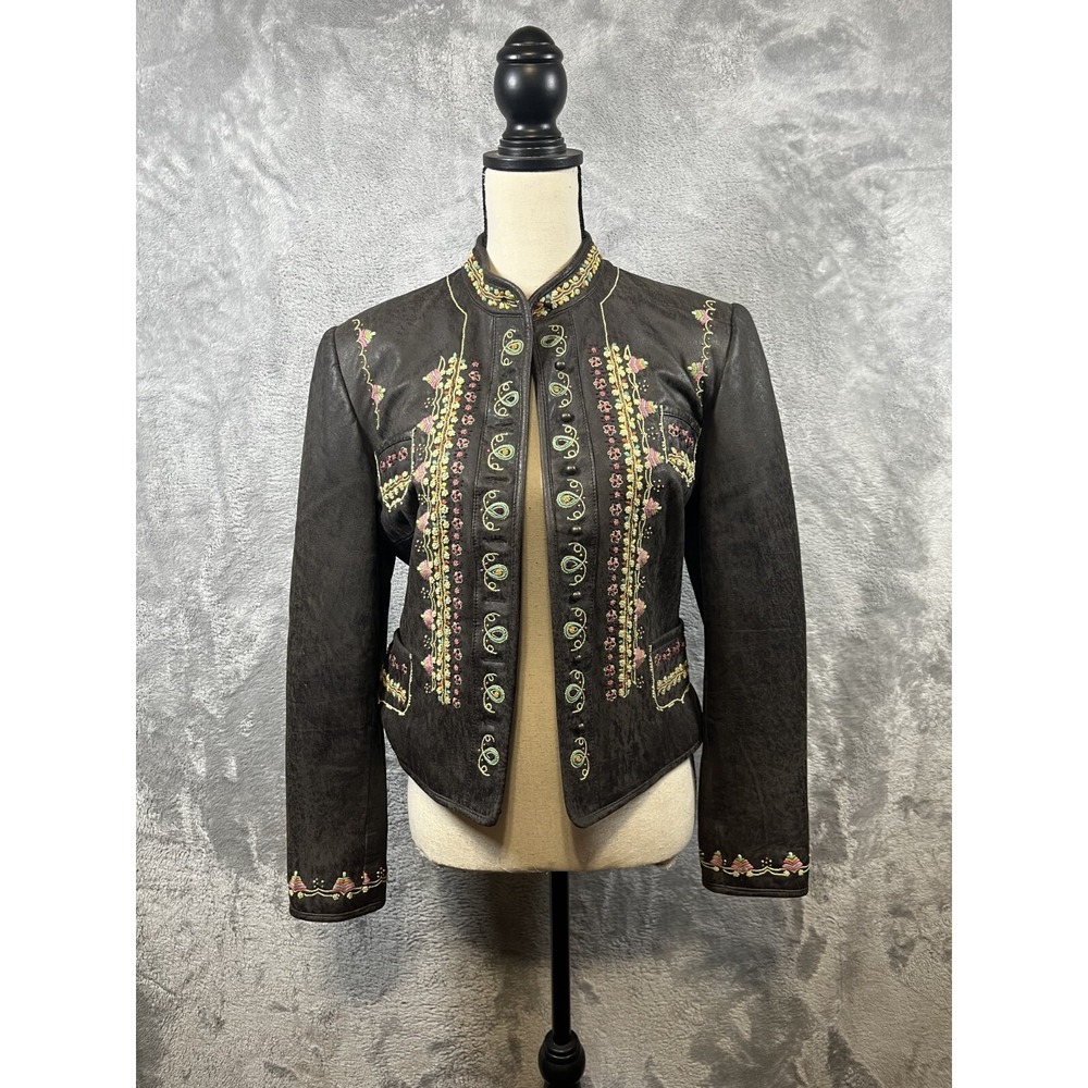 DOUBLE D RANCH Edelweiss Embroidered Leather Jacket Size XS